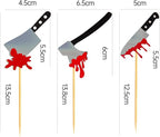 60Pcs Halloween Cupcake Toppers,Glitter Horror Blood Knife Cupcake Picks Have a Killer Birthday Party Supplies