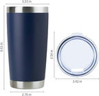DOMICARE 20oz Stainless Steel Tumbler Bulk with Lid, Double Wall Vacuum Insulated Travel Mug, Powder Coated Coffee Cup (Powder Navy, 1)