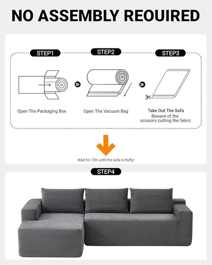 97" Cloud Sectional Couch, Modern Modular Sectional Sofa - Image 4