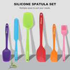 NileHome Silicone Spatula Set, 6 Pcs Food Grade Kitchen Utensils with Silicone Brush Heat Resistant Dishwasher Safe BPA-Free Rubber Spatula for Scraping, Baking, Cooking, Mixing, Multicolor