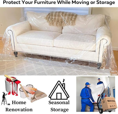 Evelots Clear Vinyl Couch Cover, Waterproof 3-Seat Sofa Protector | Heavy-duty - Image 6