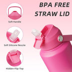 BJPKPK Water Bottle with Straw Lid, 32oz Vacuum Insulated Water Bottles, Metal Stainless Steel Thermos for Sports, Travel, BPA Free Leak Proof Thermos, Cups, Flasks, Tumblers,Cherry