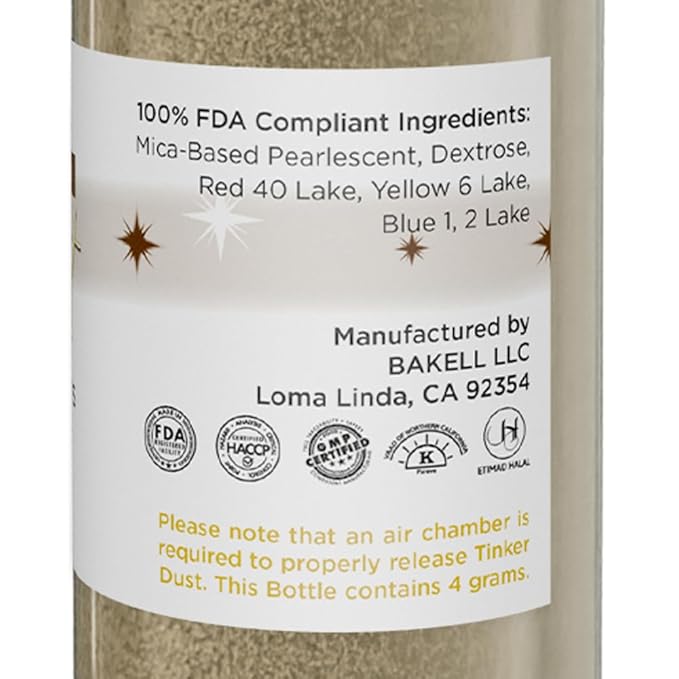 Bakell - Brown Tinker Dust (4g, 1x Mini Spray Pump) Edible Glitter for Food, Desserts, and Beverages!