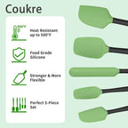 Coukre Silicone Spatula Set of 5,High Temperature Resistant, Food Grade Silicone, Dishwasher Safe, for Baking, Cooking (5, Grass Green)