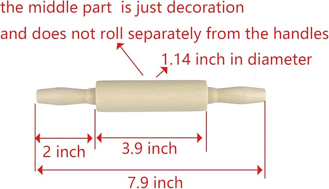 24 Pack Wood Small Rolling Pin for Kids, 7.9 Inch Kids Rolling Pin for Home Kitchen (24)