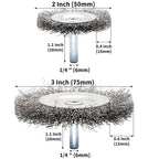 9-Piece Large Wire Brush Wheel Set - Metal Rust Removal, Polishing, Cleaning - 1/4″ (6mm) Shaft - Removes Burrs, Dust, and Paint - Handles Rough Surfaces - Rotary Tool Accessories