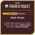 Don Francisco's Organic French Roast Whole Bean Coffee, Dark Roast – 100% Arabica, 18 oz Bag, Premium Coffee for Drip, Pour Over and French Press