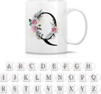 Retreez Initial A-Z Floral Botanical Bouquet Alphabet Monogrammed Monogram Mug 11 Oz Ceramic Tea Coffee Mugs - Appreciation Thank You Wedding Birthday Gifts for her friend coworker sister - Q Initial