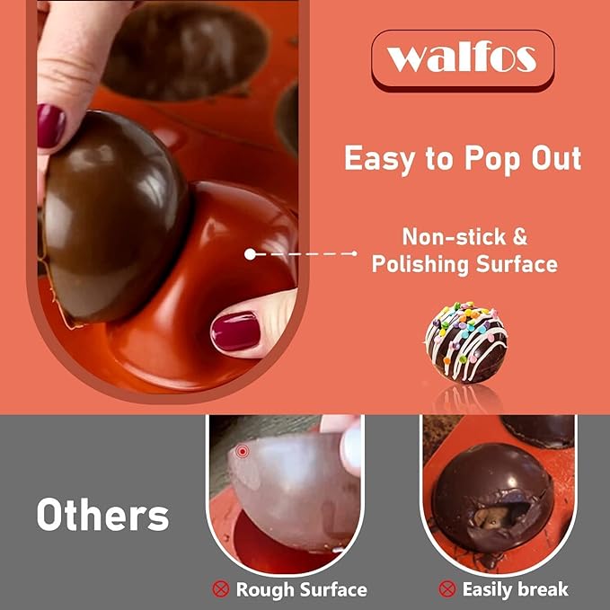 Silicone Hot Chocolate Bomb Mold Medium Semi Sphere Silicone Mold, 2 Packs Half Sphere Silicone Baking Molds for Making Chocolate, Cake, Jelly, Dome Mousse