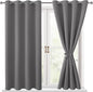 Blackout Curtains for Bedroom, Light Grey, 52 x 45 Inch, 2 Panels | Thermal by Hiasan