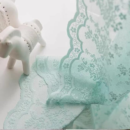 YJ YANJUN Vintage Lace Curtains 84 Inches Long-Victorian Floral Pattern Aqua by YJYANJUN