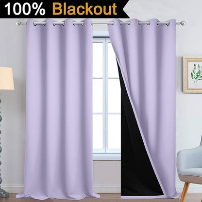 Yakamok Lilac 100% Blackout Curtains 108 Inches Long - Image 2