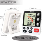 Digital 3 Channels Kitchen Cooking Multiple Timer with Large LCD Count Up Down Stopwatch ON Off Switch Timer for Teaching Reading 3-Level Adjustable Volume with Magnetic Back (Style C)