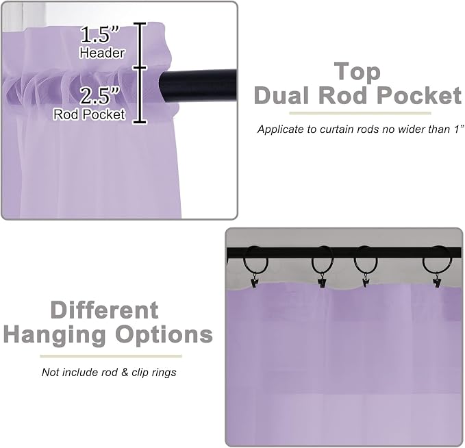 Cafe Curtains 36 Inch Length Tier 2 Pieces, Modern Soft Airy Sheer Kitchen - Image 4