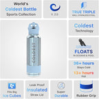 Coldest Insulated Water Bottle with Straw Lid - Stainless Steel Metal Insulated Bottle for Men & Women (Blue Reflections, 40 oz)