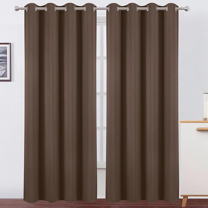 Blackout Curtains 52 x 120 Inch Long Chocolate Curtains Set of 2 Panels Room by Lemomo