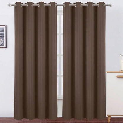 Blackout Curtains 52 x 90 Inch Long Chocolate Curtains Set of 2 Panels Room by Lemomo