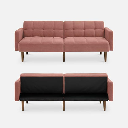 mopio Aaron 76.8" Couch, Small Futon Sofa Bed, Mid Century Modern Futon Couch - Image 9