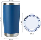 DOMICARE 20oz Stainless Steel Tumbler Bulk with Lid, Double Wall Vacuum Insulated Travel Mug, Powder Coated Coffee Cup, Dark blue, 8 Pack
