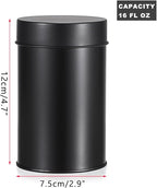 JUXYES 12 Pack Tea Tins Canister with Airtight Double Lids, 16 oz Loose Leaf Tea Storage Airtight Kitchen Canisters Tins Can Box for Storage Loose Tea Coffee Herbs and Spices, Black
