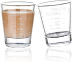 Shot Glasses Measuring cup Espresso Shot Glass Liquid Heavy Glass Wine Glass 2 Pack 26-Incremental Measurement 1oz, 6 Tsp, 2 Tbs, 30ml By BCnmviku (2pack-White)