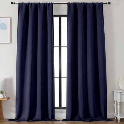 Simplebrand Ava Navy Blue Blackout Curtains by Simplebrand