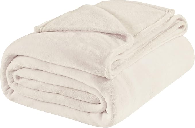 BEDELITE Fleece Blanket Soft Plush Queen Size Bed Blanket Beige 90"x90" | Ultra - Image 9