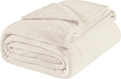 BEDELITE Fleece Blanket Soft Plush Queen Size Bed Blanket Beige 90"x90" | Ultra - Image 9