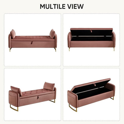 65" End of Bed Storage Bench, Modern Storage Benches - Image 7