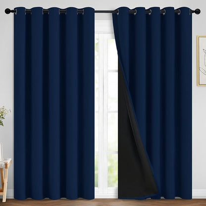 Yakamok Navy Blue 100% Blackout Curtains 84 Inches Long 70" Wide, 2 Panels | by Yakamok