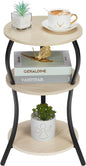 Vintage Small Round Side Table, 3-Tier Slim Waist Circular End Table by YEAKOO