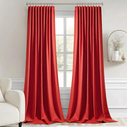 MIULEE Christmas Red Back Tab Blackout Curtains 52x96 Inch Long 2 Panels | Rod - Image 9