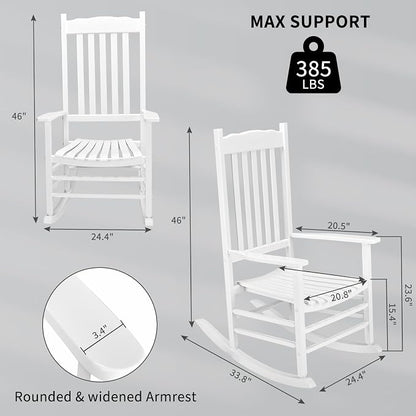 Outvita Outdoor Rocking Chair, Solid Wood High Back Rocker, All Weather Lounge - Image 3