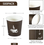 LITOPAK 500 Pack 4 oz Paper Cups, Brown Disposable Hot Coffee Cups for Party, Picnic, Travel, and Events