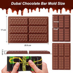 Dubai Chocolate Mold 3 Pack,0.5 Inch Deep Large and Thick Silicone Chocolate Bar Molds for Stuffed Bar,Big Candy Bar Mold for Filling Knafeh Pistachio Chocolate Kit