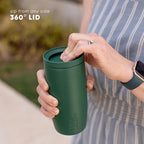 Simple Modern Father's Day Signature Voyager | 16oz Travel Coffee Mug Tumbler with 360° Lid | Gifts for Dad, Him | Ceramic-Lined Insulated Stainless Steel Cold Brew Iced Coffee Cup | Fish On