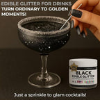 Bulk 20g Black Edible Glitter for Drinks | Premium Edible Glitter for Cakes, Cocktails, Black Cake Decorating Decorations Food Grade, Vegan, Kosher, Halal, Gluten Free - Made in USA