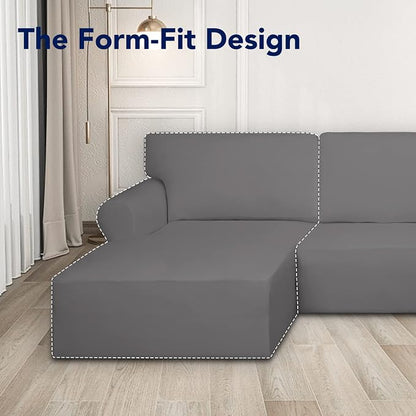 PureFit Stretch Sectional Couch Covers 2 pcs Non Slip L Shape Sofa Cover - Image 3