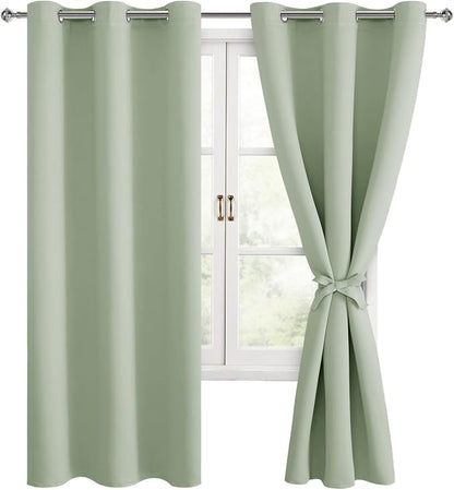 Blackout Curtains for Bedroom, 42 x 63 Inches Length, Seafoam Green | Thermal by Hiasan