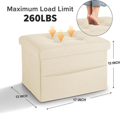 LINMAGCO Storage Ottoman Folding Foot Stool Foot Rest - Image 3