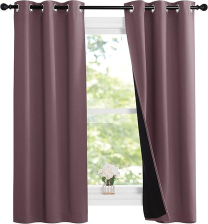 NICETOWN Dry Rose 100% Blackout Lined Curtains, 2 Thick Layers Narrow Wide - Image 2