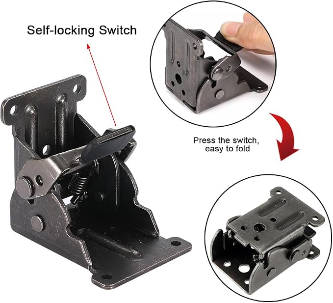 8 Pack Folding Brackets for Table Bed Leg Feet, Self-Lock Hinge Hardware - Image 3