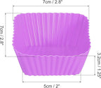 uxcell 18Pcs Silicone Square Baking Cups, Purple, Reusable, for Birthday Parties & Celebratory Events
