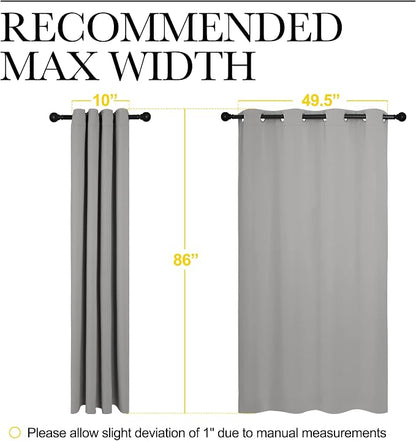 NICETOWN Silver Grey Room Darkening Curtain Panels 86" Long - Image 7