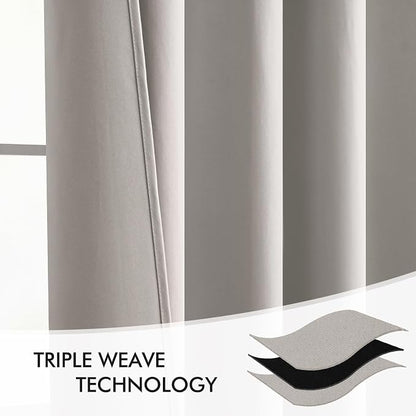 MIULEE Cobblestone Back Tab Blackout Curtains 52x63 Inches Long 2 Panel Set | - Image 6