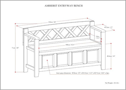 SIMPLIHOME Amherst Entryway Storage Bench - Image 3