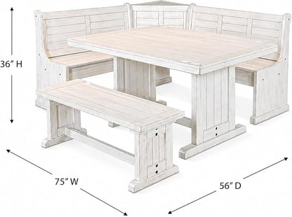 Pemberly Row 75" x 56" Farmhouse Wood Breakfast Nook Set - Image 4