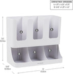 Mind Reader 6 Compartment Upright Breakroom Coffee Condiment and Cup Storage Organizer, White