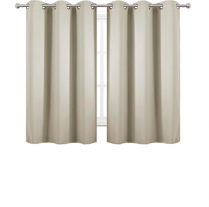 Light Beige Blackout Curtains 42 x 54 Inch Length Set of 2 Panels Grommet - Image 2