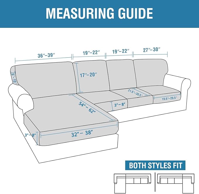 H.VERSAILTEX Sectional Couch Covers 8 Pieces Stretch Sofa Covers - Image 3